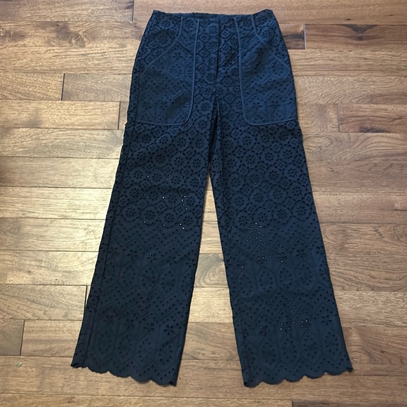 Veronica Beard Riggs eyelet Pant in black size 2 - Picture 2 of 6